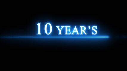 Neon 10 years celebration illustration. Happy anniversary neon text.
