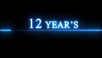 Neon 12 years celebration illustration. Happy anniversary neon text.