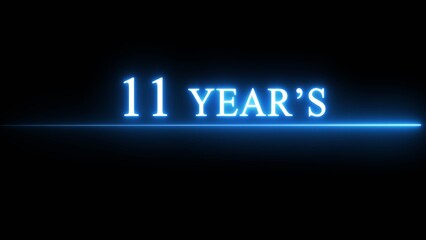 Neon 11 years celebration illustration. Happy anniversary neon text.