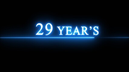 Neon 29 years celebration illustration. Happy anniversary neon text.
