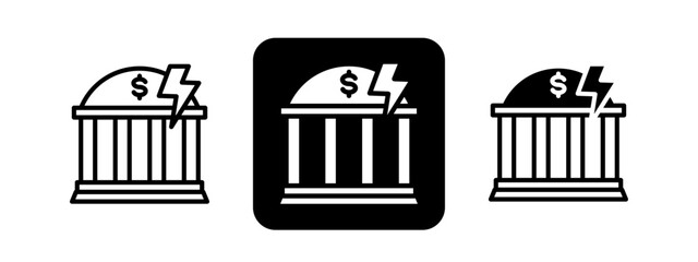 Crisis  Solid color and black line drawing vector illustration set