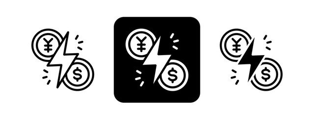 Conflict  Solid color and black line drawing vector illustration set