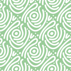 Fototapeta premium Abstract Line Art Seamless Pattern in Light Green Color