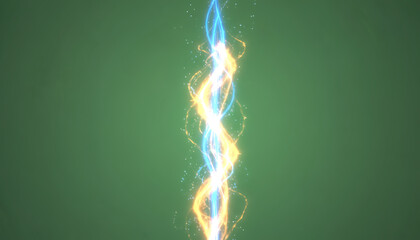 A vibrant illustration of swirling lightning bolts against a green backdrop, showcasing energy and movement in a digital art style.