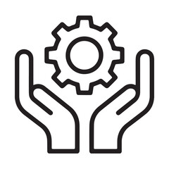 Hands holding a gear symbolizing support for engineering and mechanical solutions