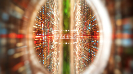 Abstract view of vibrant data streams, representing modern technology and digital connectivity in a futuristic environment.