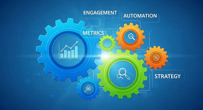 Engagement Automation Strategy - Gears and Metrics for Business Success.