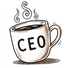 Hand-Drawn CEO Coffee Mug with Cute Steam Lines