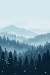 mountain landscape with fog