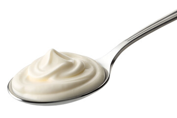 Creamy Yogurt on a Spoon Isolated on Transparent Background