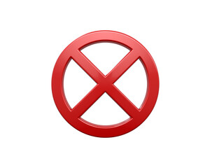 Red x symbol isolated on transparent background