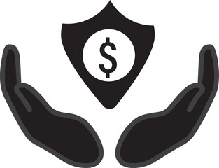 Hands protect money with shield