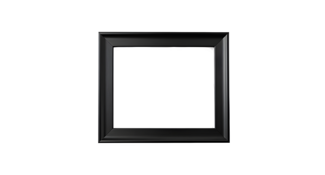 Sleek matte black frame accented with minimal festive ornaments, centered on transparent background for stylish, modern Christmas presentations and creative layouts
