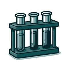 A set of three test tubes held in a rack, commonly used for chemical reactions and experiments.
