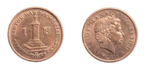 England one penny coin on a white isolated background