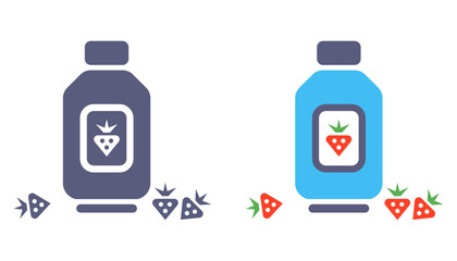 Strawberry smoothie icon. Weak berry drink. Flat illustration.