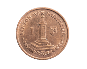 England one penny coin on a white isolated background