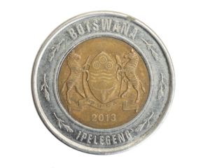Two Botswana coin pot on white isolated background