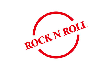 ROCK N ROLL - Red Rubber Stamp with text ROCK N ROLL
