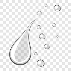 Water Droplet and Bubbles on a Transparent Background Keywords: water, droplet, drop, liquid, bubble, bubbles, wet, moisture, condensation, clear