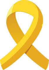 Yellow awareness ribbon on a black background symbol support