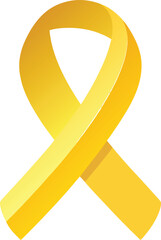 Yellow awareness ribbon with colorful light effects symbol support