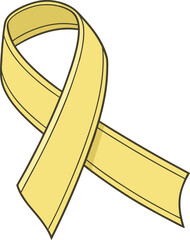 Yellow Awareness Ribbon with Gradient Shading and Black Outline yellow ribbon symbol