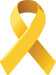 Yellow awareness ribbon with purple and yellow light streaks on black symbol support