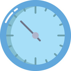 Light Blue Round Clock With Gray Hands Showing Time Against Transparent Background