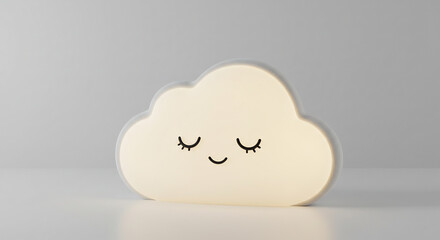 Adorable cloud shaped lamp emits a soft comforting light perfect for a serene nursery or tranquil bedroom. AI Generated