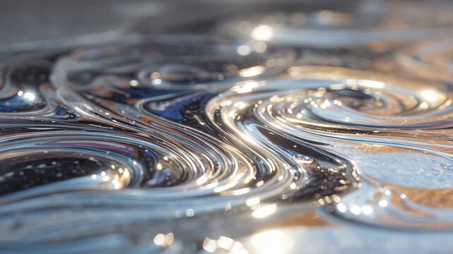 Abstract Liquid Metal Swirls - Mesmerizing Motion and Light.