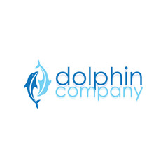 simple design open sea animal dolphin logo with simple sea dolphin concept illustration template