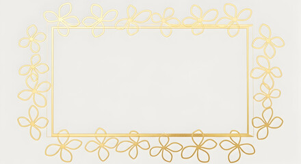 A golden rectangular frame with delicate floral outlines on a textured light background.