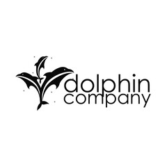 simple design open sea animal dolphin logo with simple sea dolphin concept illustration template