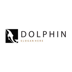 simple design open sea animal dolphin logo with simple sea dolphin concept illustration template