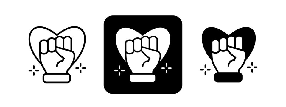 Empowerment  Solid color and black line drawing vector illustration set