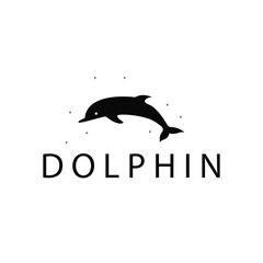 simple design open sea animal dolphin logo with simple sea dolphin concept illustration template
