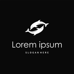 simple design open sea animal dolphin logo with simple sea dolphin concept illustration template