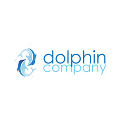 simple design open sea animal dolphin logo with simple sea dolphin concept illustration template