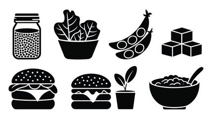 Food and nutrition icons set, healthy eat