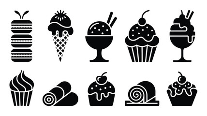 Sweet dessert food icons collection graphic
