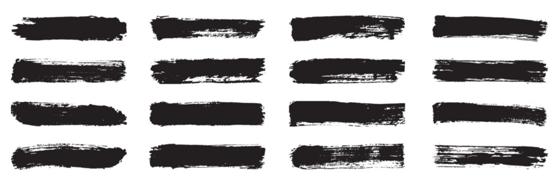 Brush strokes vector. Set of rectrangle shape brush strokes. Set of paint brush stroke and abstract grunge banner for graphic background decoration