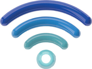 3D Wi-Fi Icon  Wireless Signal Symbol Isolated on Transparent Background