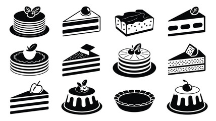 Collection of dessert and sweet food icons