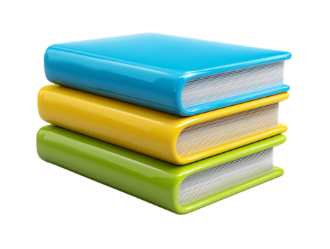 Stack of three colorful books 