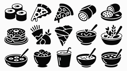Collection of diverse food and drink icons