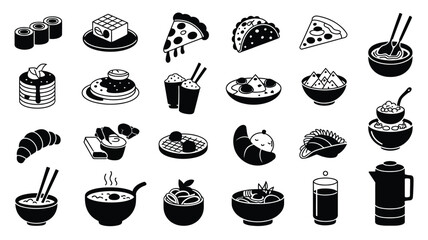 Food and drink icons collection vector set