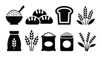 Grain and bread icons for the food industry