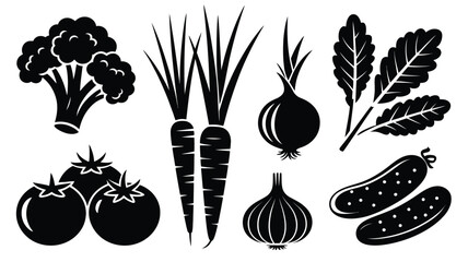 Various fresh healthy vegetable food icons