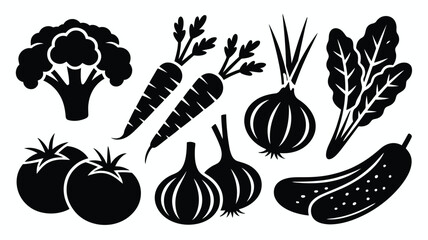 Fresh vegetable collection icon set vector
